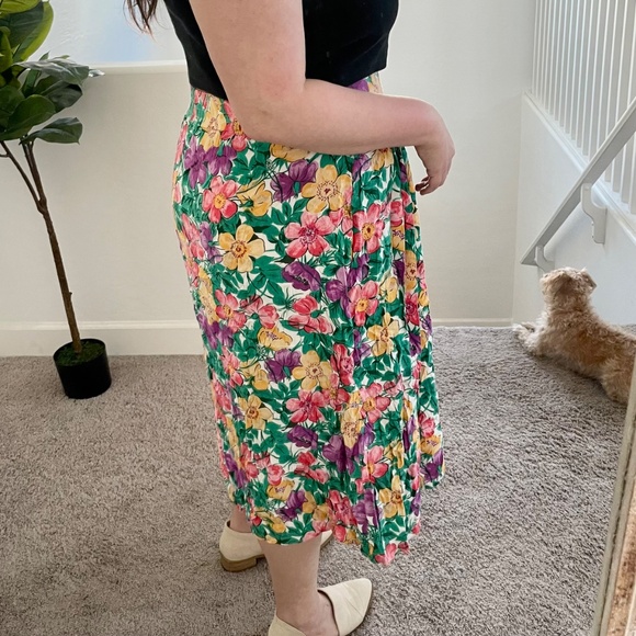 Vintage Floral Midi Maxi Chic Hipster Hippie Artsy Boho Bohemian Festival Skirt - Picture 3 of 6